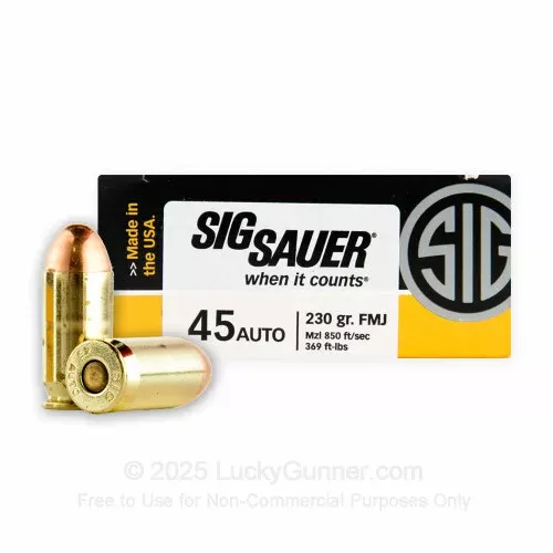 .45 ACP – 230 Grain Elite Performance FMJ – SIG Sauer – 50 Rounds