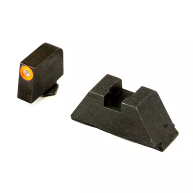 Ameriglo XL Suppressor Night Sight Set for Glock 17, 19, 20, 21, 22, 23, 24, 26, 27, 29, 30, 31, 32, 33, 34, 35, 36, 37, 38, 39, 40, 41, 45 Tritium Green Front with Orange Outline, Black Rear
