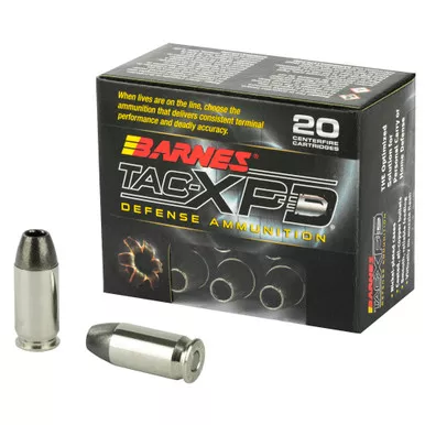 Barnes TAC-XPD 45 ACP Ammunition 185 Grain +P TAC-XP Hollow Point Box of 20