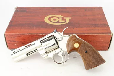 Boxed, Nickel Colt Python Revolver - 1978 Mfg