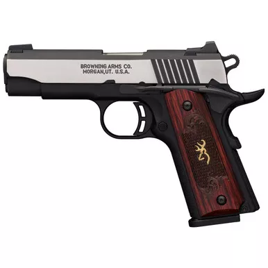 Browning 1911-380 Pistol 4.25" Barrel 8+1 Round Black Stainless Steel Slide Rosewood Grip