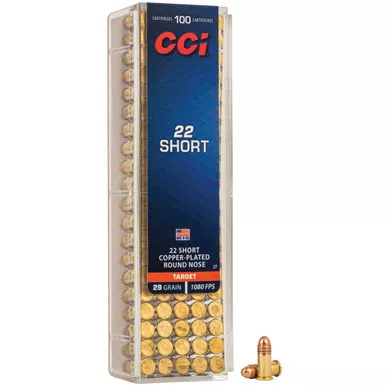 CCI 22 Short Ammo 29 Grain Plated Round Nose Box of 100