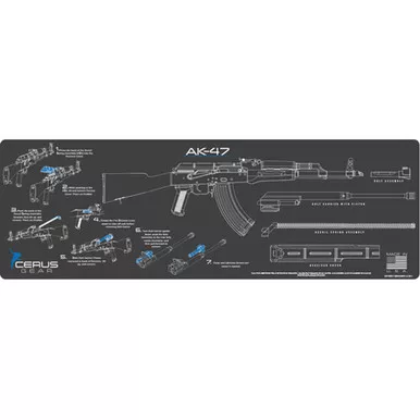 Cerus Gear AK-47 Instructional Promat 12x27 Inch Charcoal Gray/Cerus Blue