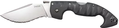 Cold Steel Spartan Pocket Knife 4.5" Clip Point Serrated Satin Blade Griv-Ex Handle Black