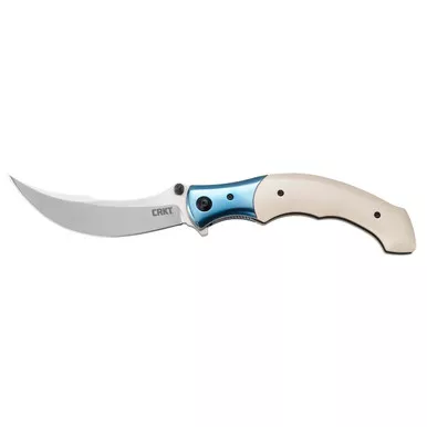 CRKT Ritual Assisted Opening Pocket Knife 4.37" Trailing Point 12C27 Sandvik Satin Blade Micarta Handle White