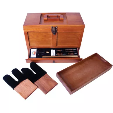 DAC Gunsmithing Wood Toolbox 17-Piece Universal Cleaning Kit