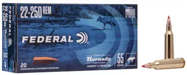 Federal 22-250 Ammunition V22250VM2 55 Grain Hornady V-Max 20 Rounds