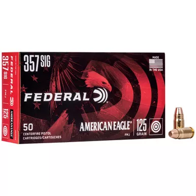 Federal American Eagle 357 SIG Ammo 125 Grain FMJ Box of 50