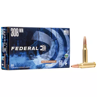 Federal Power-Shok 308 Winchester Ammo 150 Grain Solid Hollow Point Lead Free Box of 20