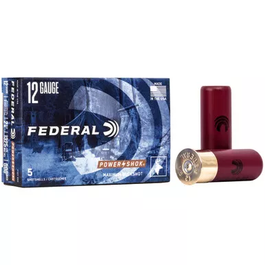 Federal Power-Shok Buckshot 12 Gauge Ammo 2-3/4" #000 Buckshot 8 Pellets Box of 5