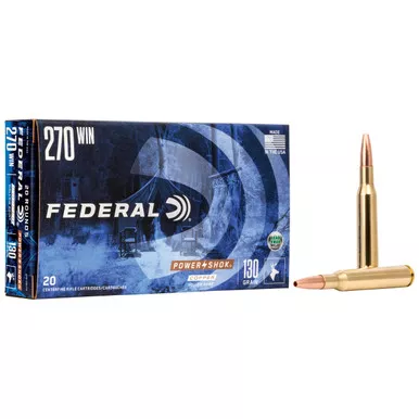Federal Power-Shok Copper 270 Winchester Ammo 130 Grain Solid Hollow Point Lead Free Box of 20