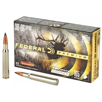 Federal Premium 30-06 Springfield Ammo 165 Grain Trophy Copper Box of 20