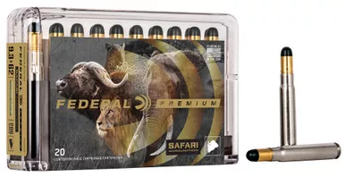 Federal Premium Safari 9.3x62mm Mauser Ammo 286 Grain Woodleigh Hydrostatically Stabilized Solid Solid Round Nose Lead Free Box of 20