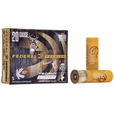 Federal Premium Vital-Shok Trophy Copper Sabot Slug 20 Gauge 2 3/4" 275 gr Slug 1700 fps Box of 5