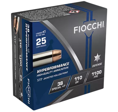 Fiocchi 38 Special +P Ammo 110 Grain XTP Hollow Point Box of 25