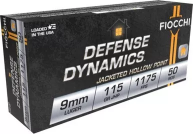 Fiocchi 9mm Luger Ammo 115 Grain Jacketed Hollow Point Box of 50