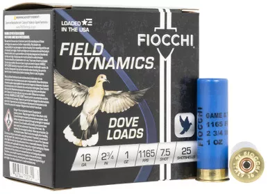 Fiocchi Lead Dove & Quail Shotshells 16 Gauge 2-3/4" #7.5 1 oz Box of 25