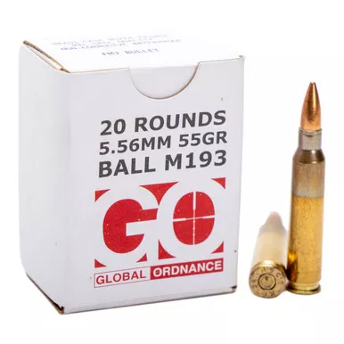 Global Ordnance 5.56 NATO Ammo 55 Grain Full Metal Jacket Box of 20