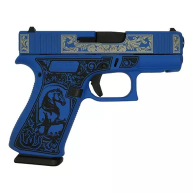 Glock 43X Glock & Horses 9mm Luger Pistol 3.4" Barrel 10+2 Round Blue Cerakote Slide Blue Cerakote Grip