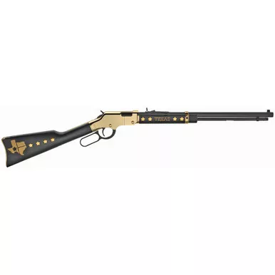 Henry Golden Boy Texas Lever Action Rifle 22 Long Rifle 20" Blued Barrel Gold Frame Black Walnut Straight Grip Stock