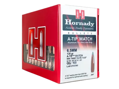 Hornady 6.5mm 135 Grain A-Tip Match Bullets Box of 100