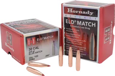Hornady ELD Match Bullets .30 Cal .308" 225gr ELD-M 100/Box