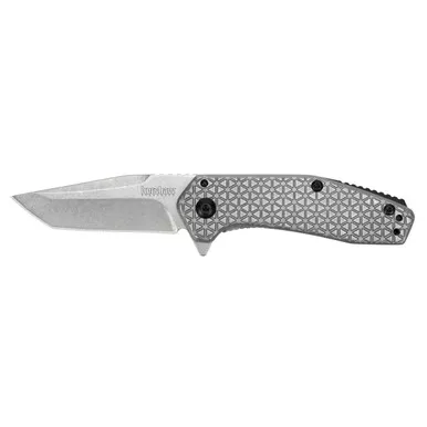 Kershaw Cathode Assisted Opening Pocket Knife 2.25" Tanto Point 4Cr14MoV Stonewashed Blade Stainless Steel Handle Gray