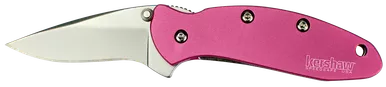 Kershaw Chive Pocket Knife 1.9 Inch Drop Point 420HC Stainless Steel Blade Pink Aluminum Handle