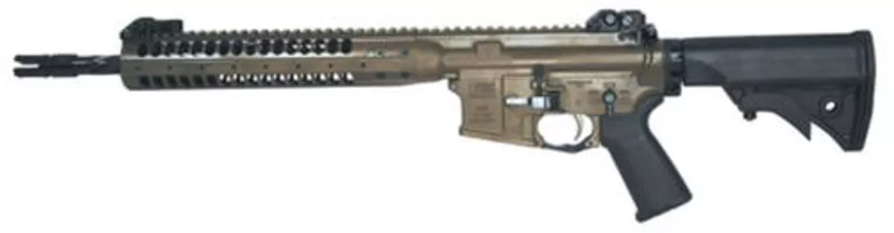 LWRC Improved Carbine SPR Platform 5.56/223 14.7″ Helical Fluted Barrel, Permanent Flash Hider (16″ Total) Patriot Brown 30 Rd Mag