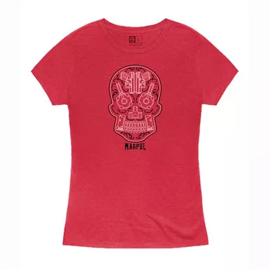 Magpul Women's Sugar Skull T-Shirt Red Heather Small