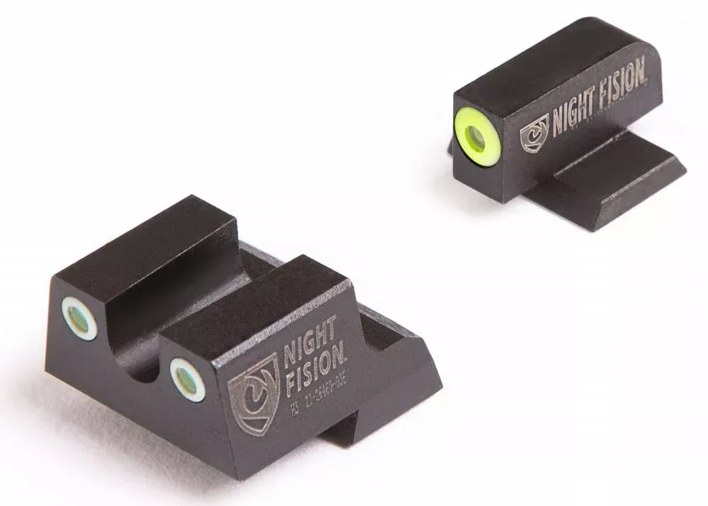 Night Fision Night Sight Set Square Front/U-Notch Rear Century Canik TP9SFx/TP9SFL Green Tritium w/Yellow Outline Tritium Green w/White Outline Black