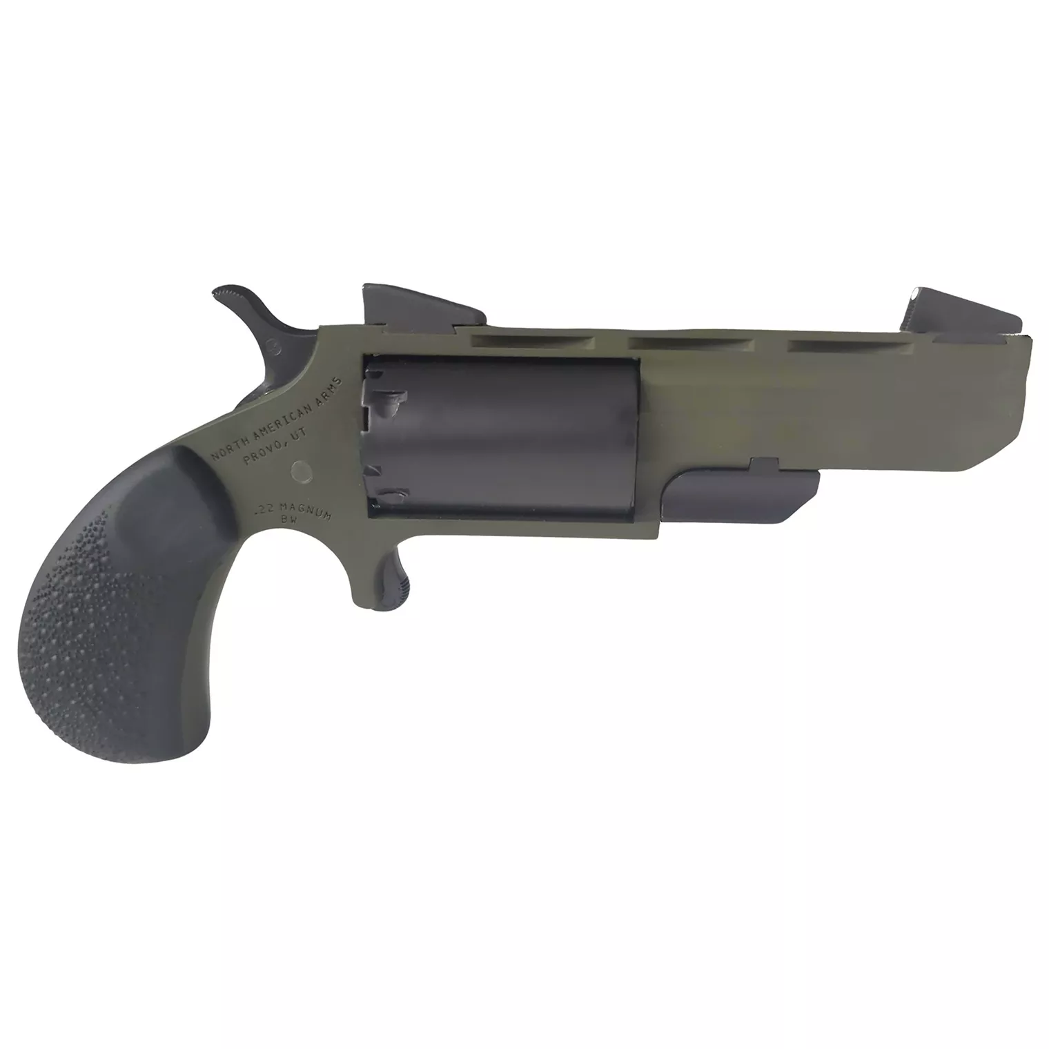 North American Arms NAATGHCB Green Huntsman Conversion 22 LR/22 Mag 5rd 2” Heavy Vent Rib Barrel, OD Green Cerakote Steel Frame, Matte Black Cylinder, Black Cobblestone Rubber Grip