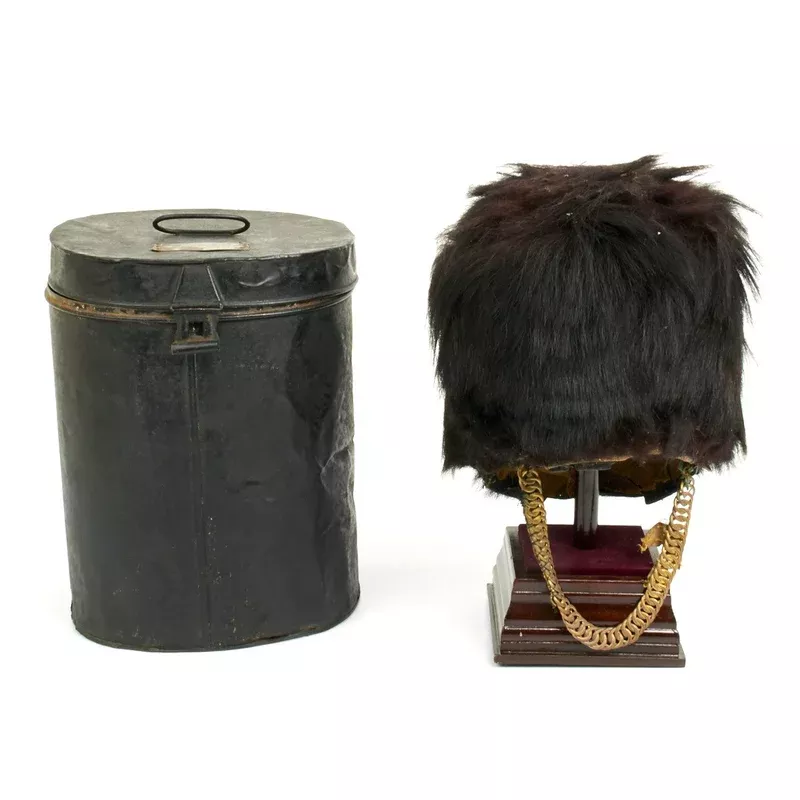 Original British Victorian Named Busby Helmet with Tin – 104th Regiment of Foot (Bengal Fusiliers) 1862-1881