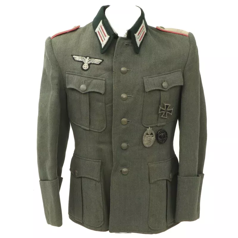 Original German WWII Panzer Tank Officer M40 Feldbluse with Badges – Dated 1942