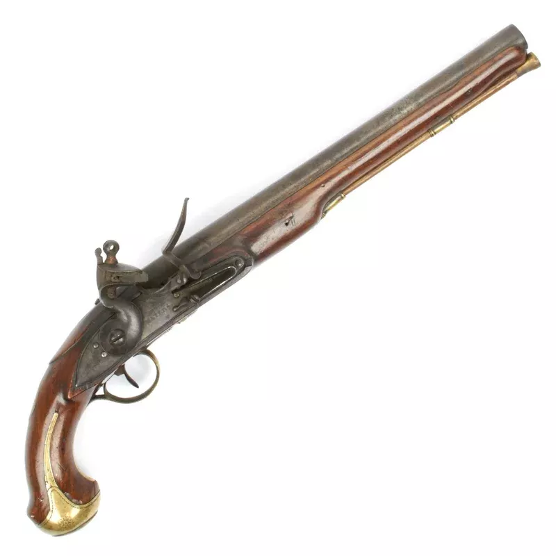 Original Named British Flintlock Officer Dragoon Pistol by John Waters