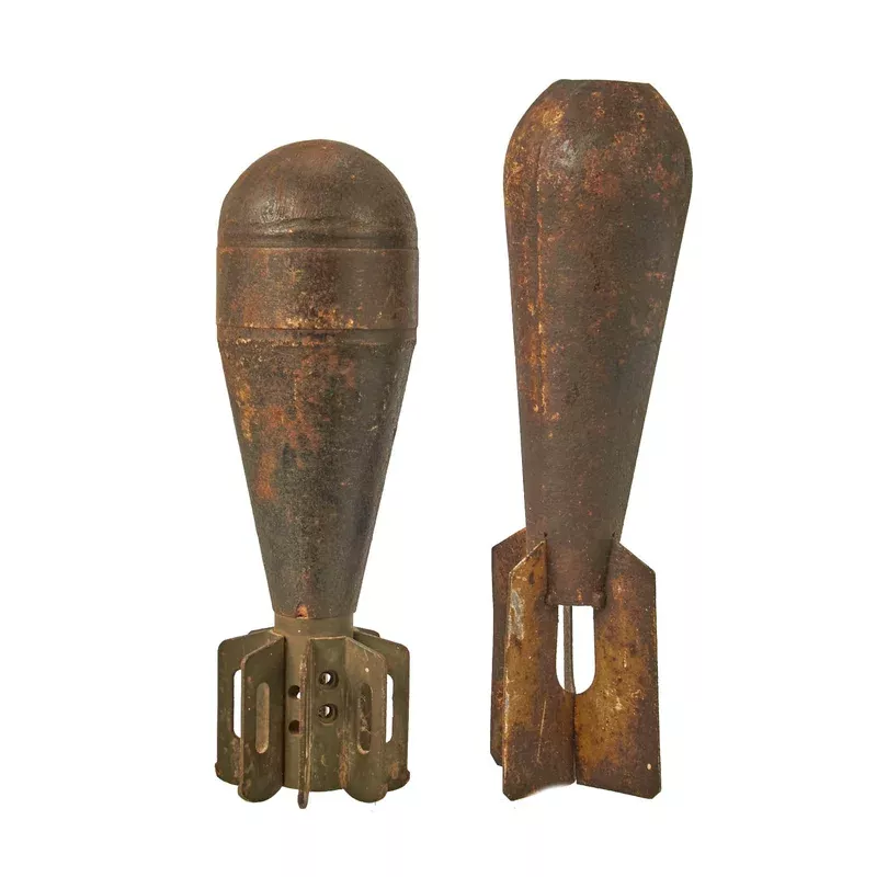 Original U.S. WWII INERT 60mm Training Mortar Round Grouping – 2 Trainers