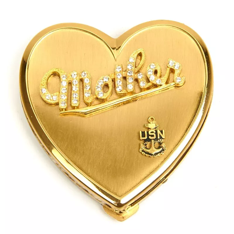 Original U.S. WWII NAVY Mother Compact with Rhinestones
