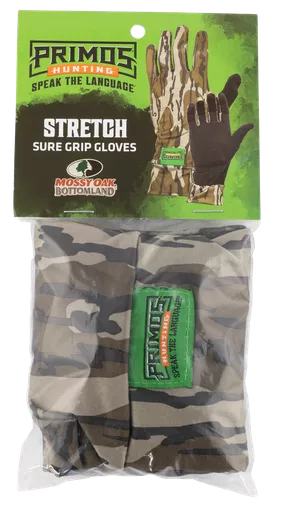 Primos Stretch Fit Gloves Mossy Oak Bottomland Camo One Size Fits Most