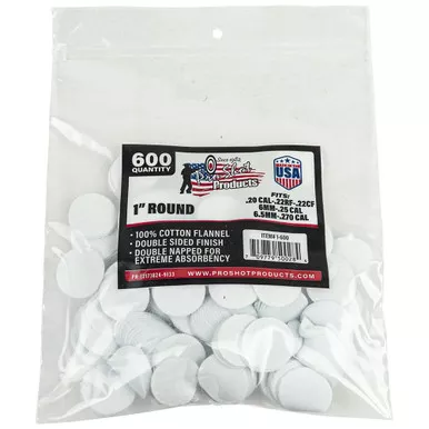 Pro-Shot Gun Cleaning Patches 22 to 270 Caliber Round Cotton 600PK