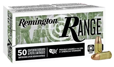 Remington Range Handgun Ammo 9mm Luger 124 Grain FMJ 50 Rounds