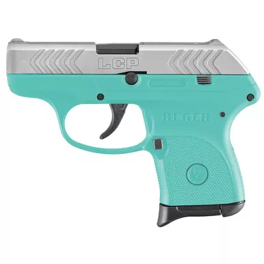 Ruger LCP .380 ACP Pistol 2.75" Barrel 6+1 Round Turquoise Cerakote Grip Nickel Slide