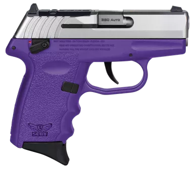 SCCY CPX-4 .380 ACP Pistol 3.1" Barrel 10+1 Rounds Purple Grip Silver Slide