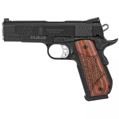 Smith & Wesson M1911SC E-Series .45 Auto Pistol 4.25" Barrel 8+1 Round Wood Grips Scandium Frame