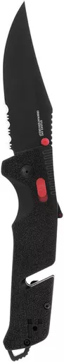 SOG Trident AT Partially Serrated Folding Knife D2 Steel Blade - Black/Red