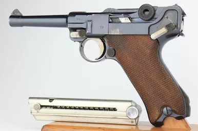 SOLD - 1918 DWM Luger - Police Re-issued Matching Magazine