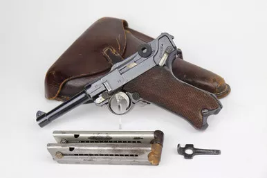 SOLD - 1918 DWM Luger Rig - Two Matching Magazines (25c - 13273)