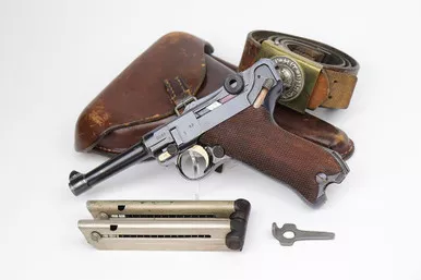 SOLD - 1918 Erfurt Luger Rig - Two Matching Magazines