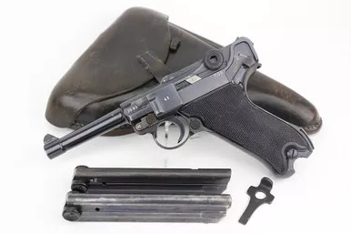 SOLD - 1942 Black Widow Mauser Luger Rig (7542b - 17146)