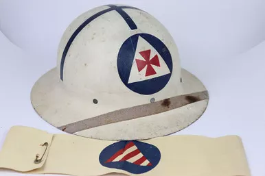 SOLD - 1950s/60s Civil Defense Helmet (LG050924-38)
