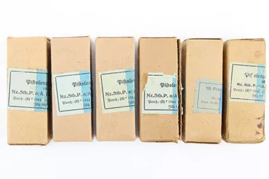 SOLD - 6 Boxes: WW2 9mm Pistol Ammo